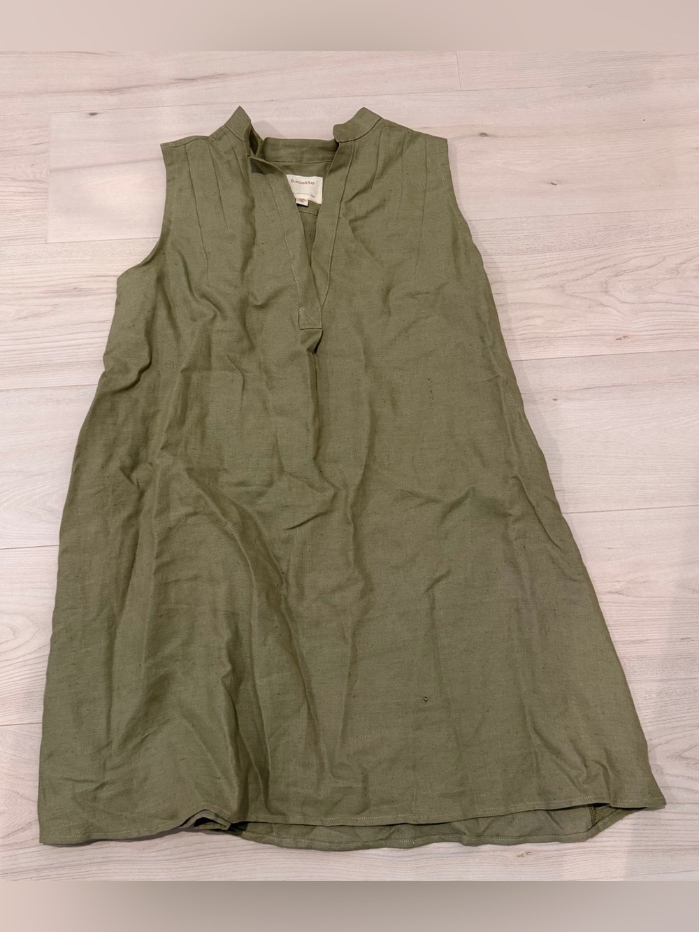 Lucette Linen Green Sleeveless Mini Dress